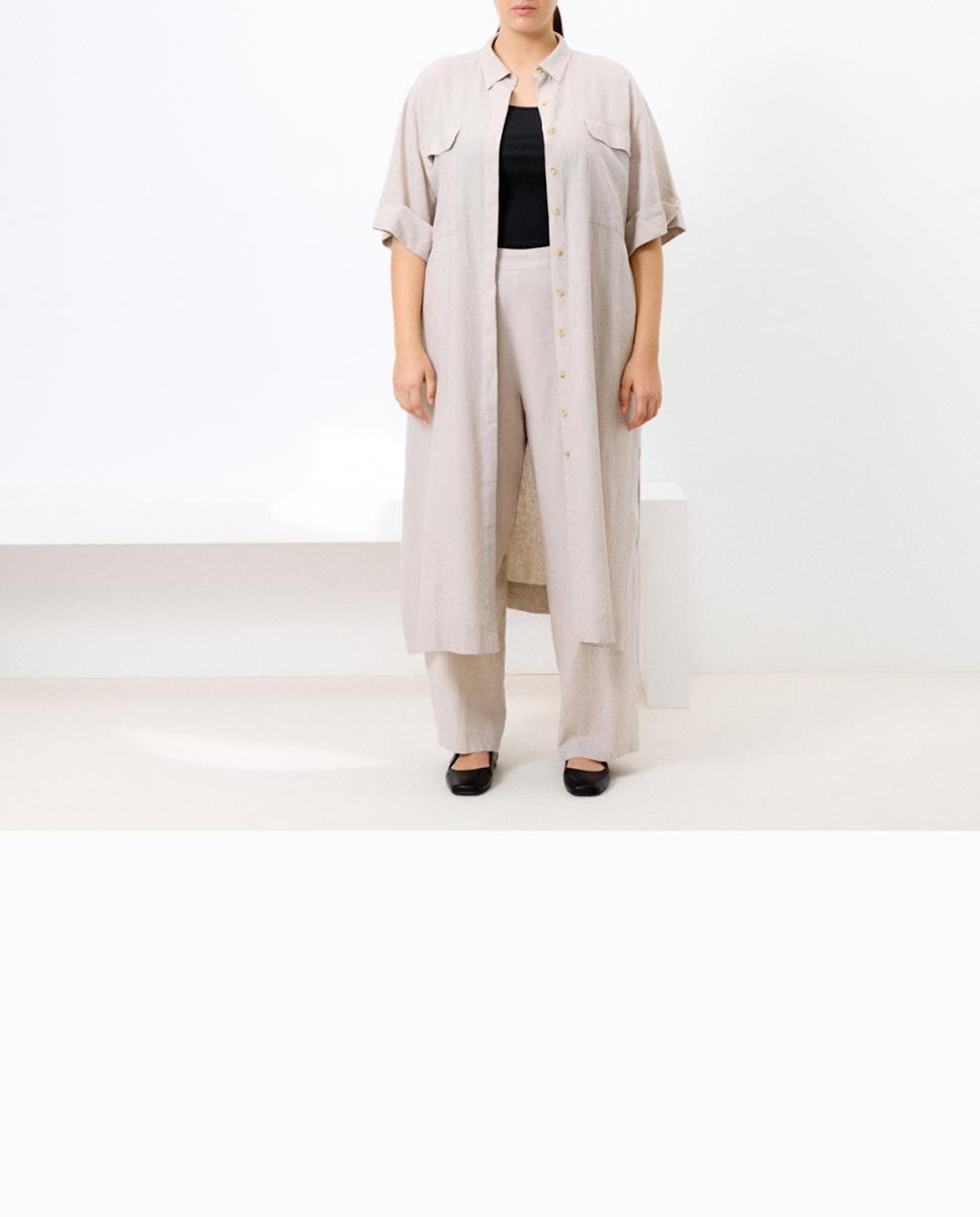 Imagen 0 de Vestido camisero lino mezcla con cinturón
