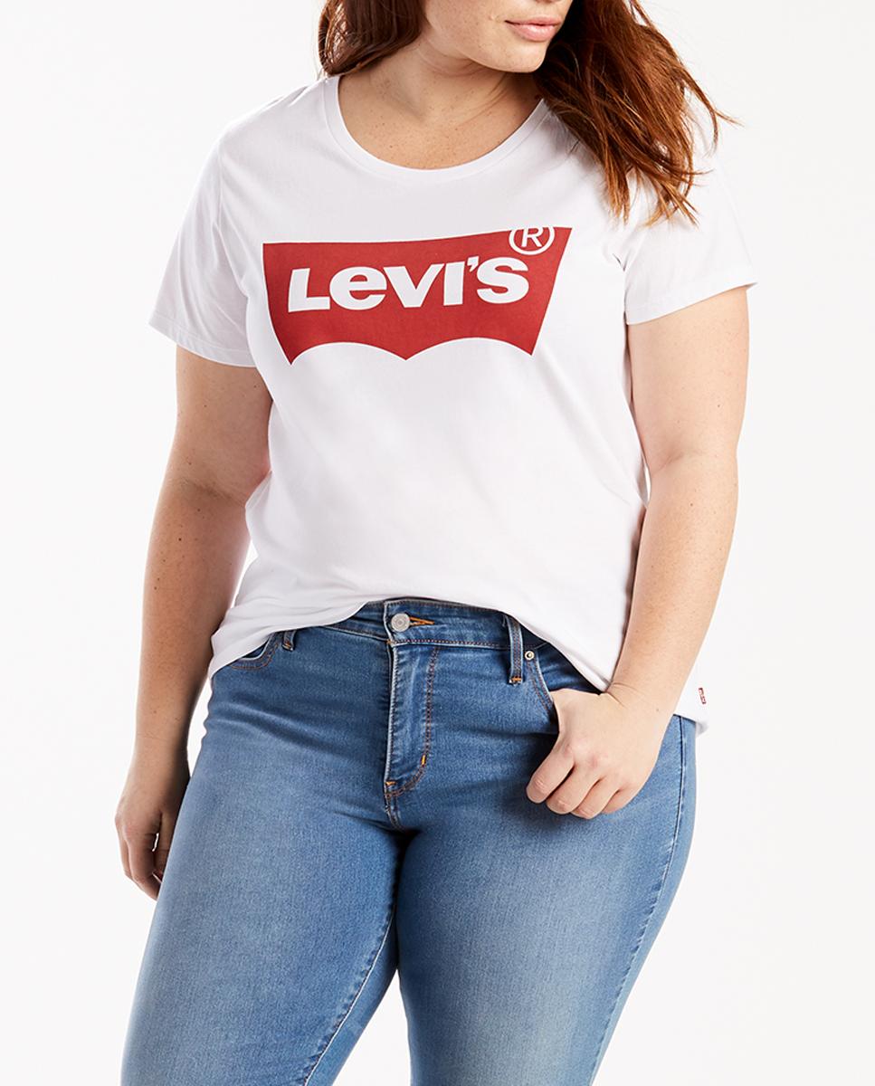 Imagen 0 de Camiseta de mujer talla grande de manga corta con el logo de la marca en el pecho
