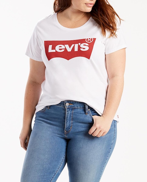 Imagen 0 de Camiseta de mujer talla grande de manga corta con el logo de la marca en el pecho