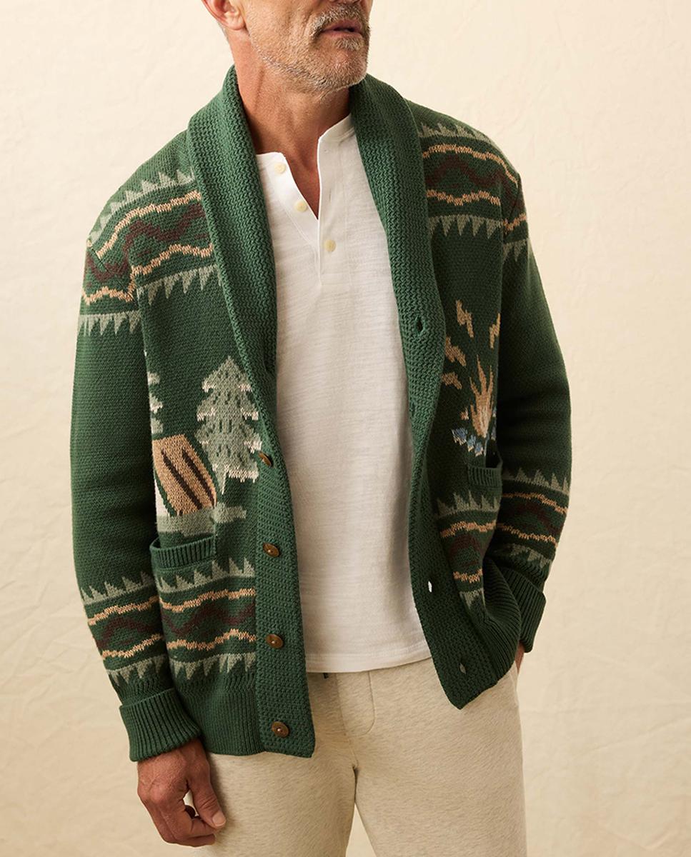 Imagen 0 de Cárdigan de hombre con estampado invernal