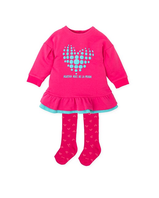 Imagen 0 de Conjunto de vestido y leotardos corazón