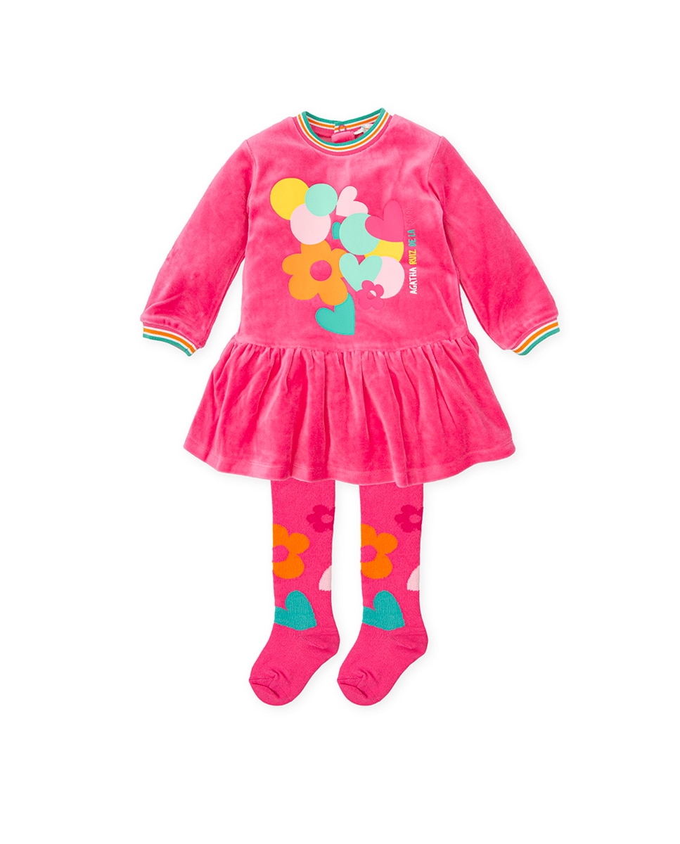 Imagen 0 de Conjunto de vestido y leotardos estampado flores