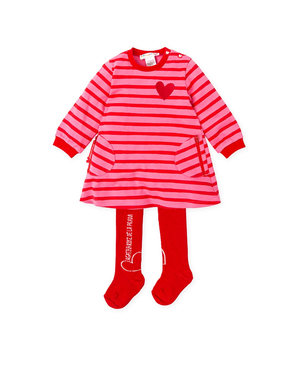 Imagen 0 de Conjunto de vestido y leotardos rayas