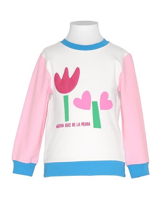 Imagen 0 de Sudadera de niña con flor y corazón