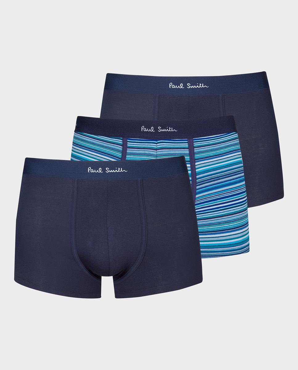 Imagen 0 de Pack de 3 bóxers de hombre azul marino y rayas logo