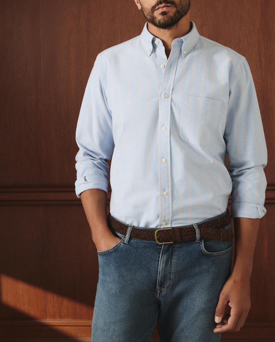 Imagen 0 de Camisa rayas oxford de hombre.