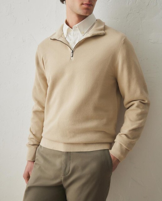 Imagen 0 de Jersey de hombre con cuello de media cremallera estructura