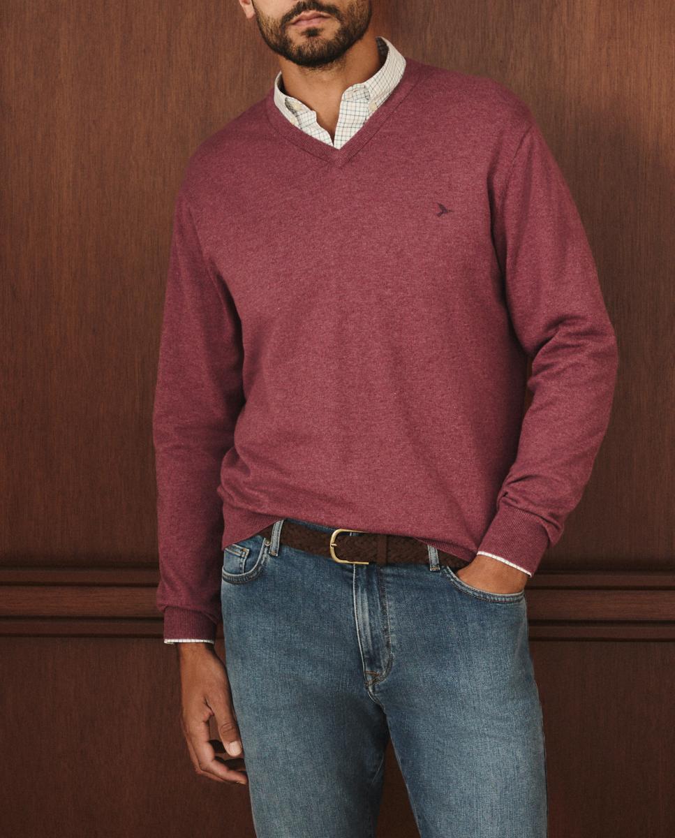 Imagen 0 de Jersey de hombre cuello pico mezcla algodón y lana