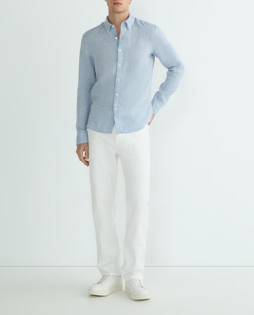 Imagen 0 de Camisa de hombre slim fit de lino de manga larga