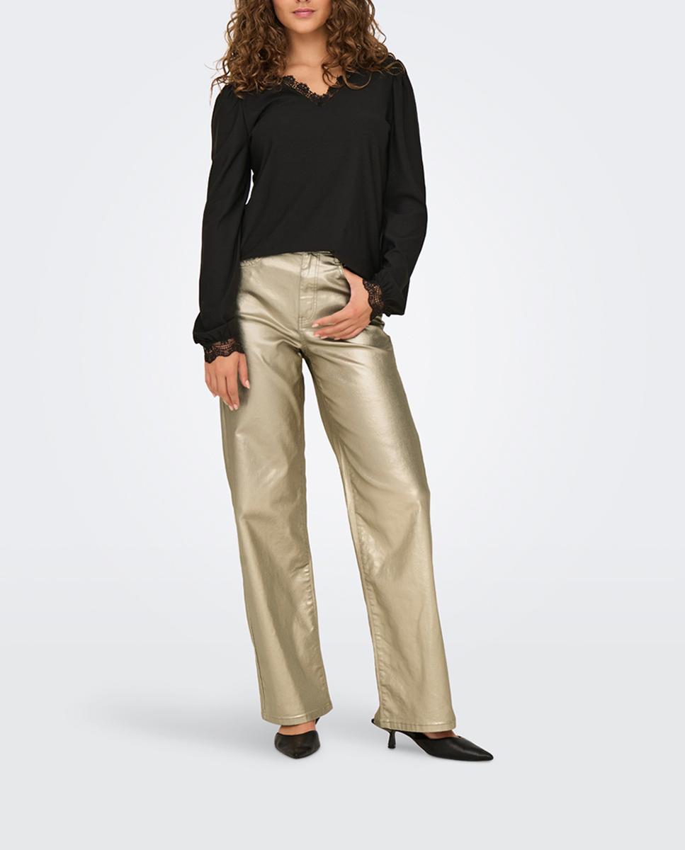 Imagen 0 de Pantalón de mujer metalizado ancho