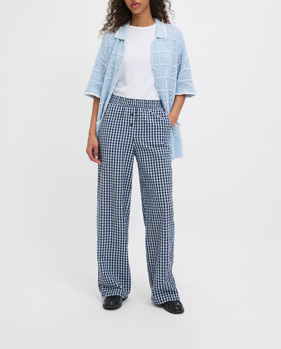 Imagen 0 de Pantalón recto de mujer estampado de cuadros