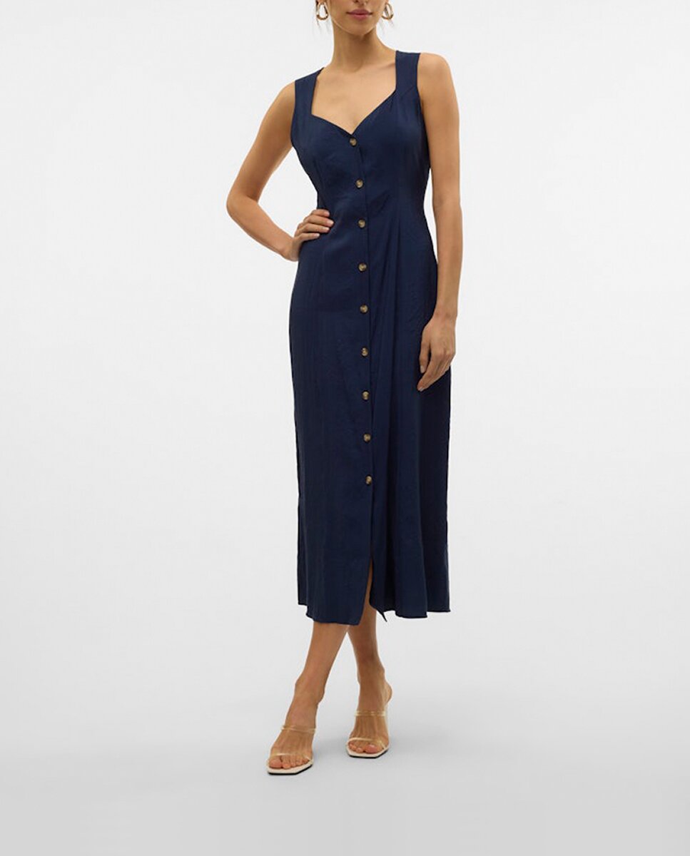 Imagen 0 de Vestido escote corazón abotonado