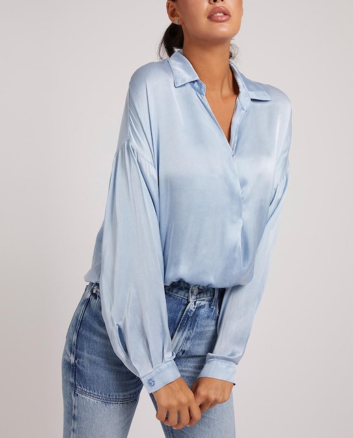 Imagen 0 de Camisa  mujer manga larga cruzada azul