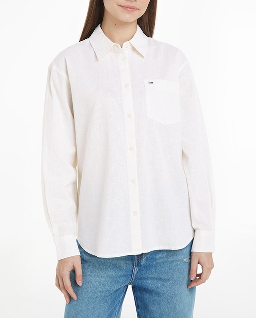 Imagen 0 de Camisa de mujer a rayas de lino