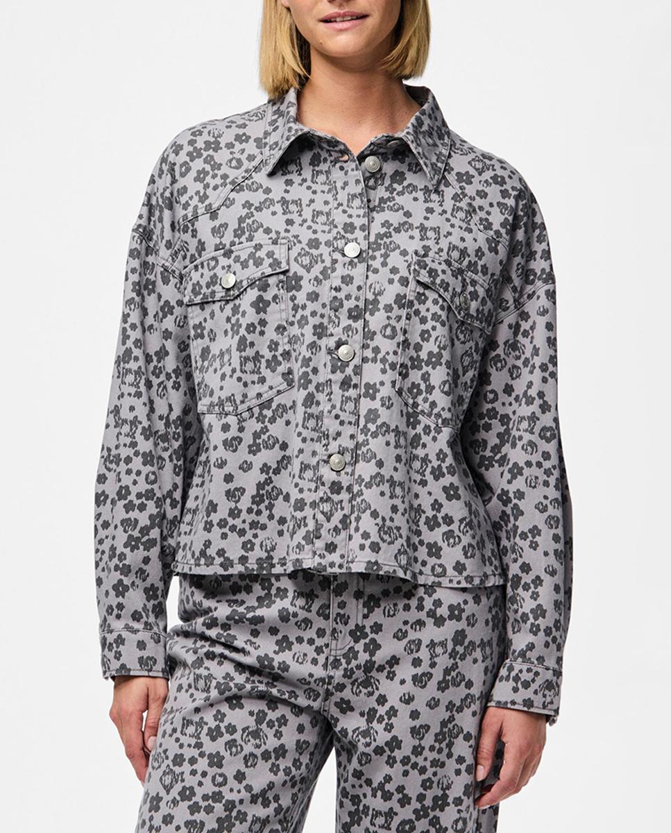 Imagen 0 de Camisa vaquera estampada de flores de mujer