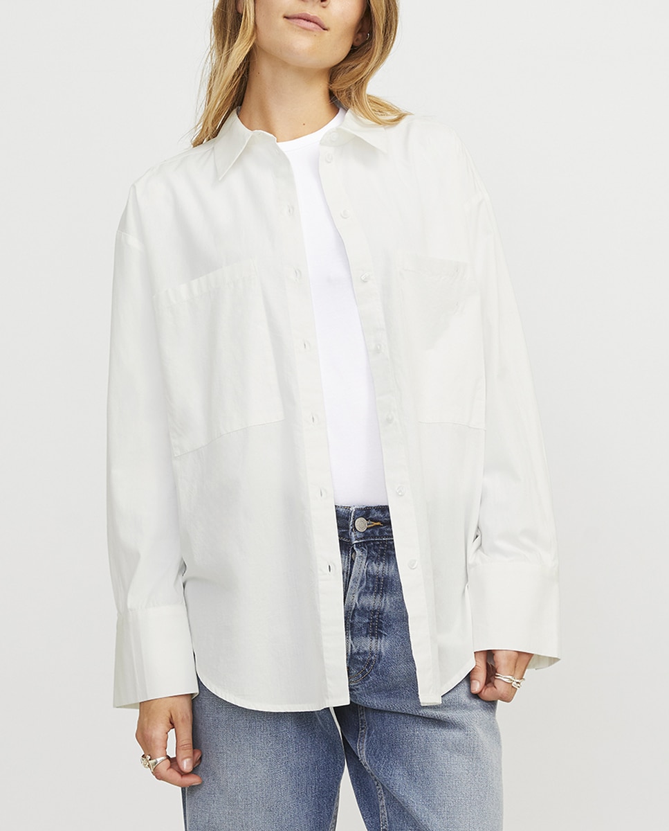 Imagen 0 de Camisa de popelín blanca de mujer