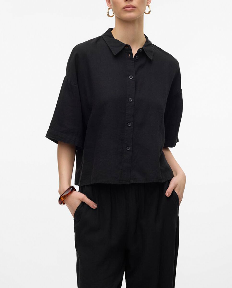 Imagen 0 de Camisa de lino de mujer de manga 2/4