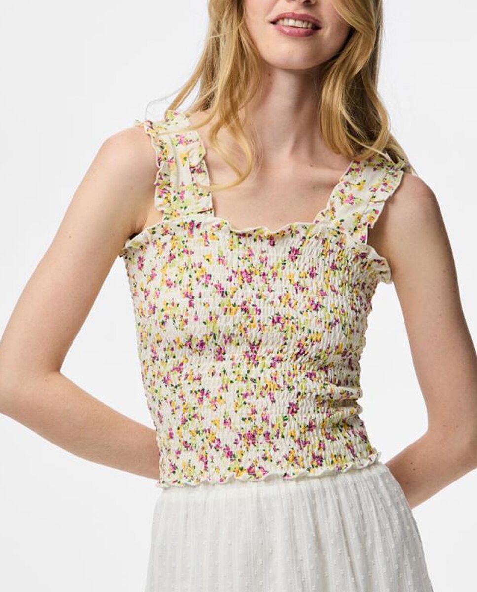 Imagen 0 de Camiseta top de tirantes de nido de abeja de mujer.