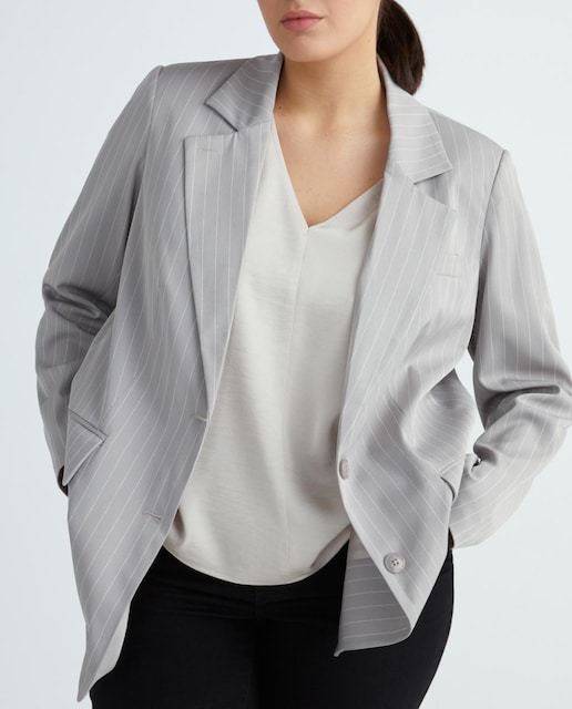 Imagen 0 de Blazer oversize de rayas de mujer de talla grande