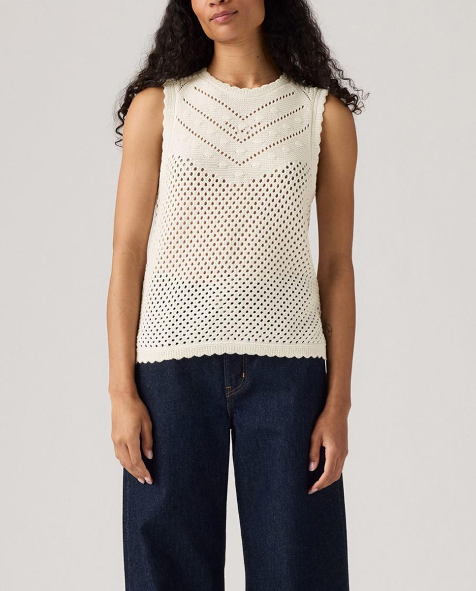 Imagen 0 de Chaleco de crochet de mujer cuello redondo