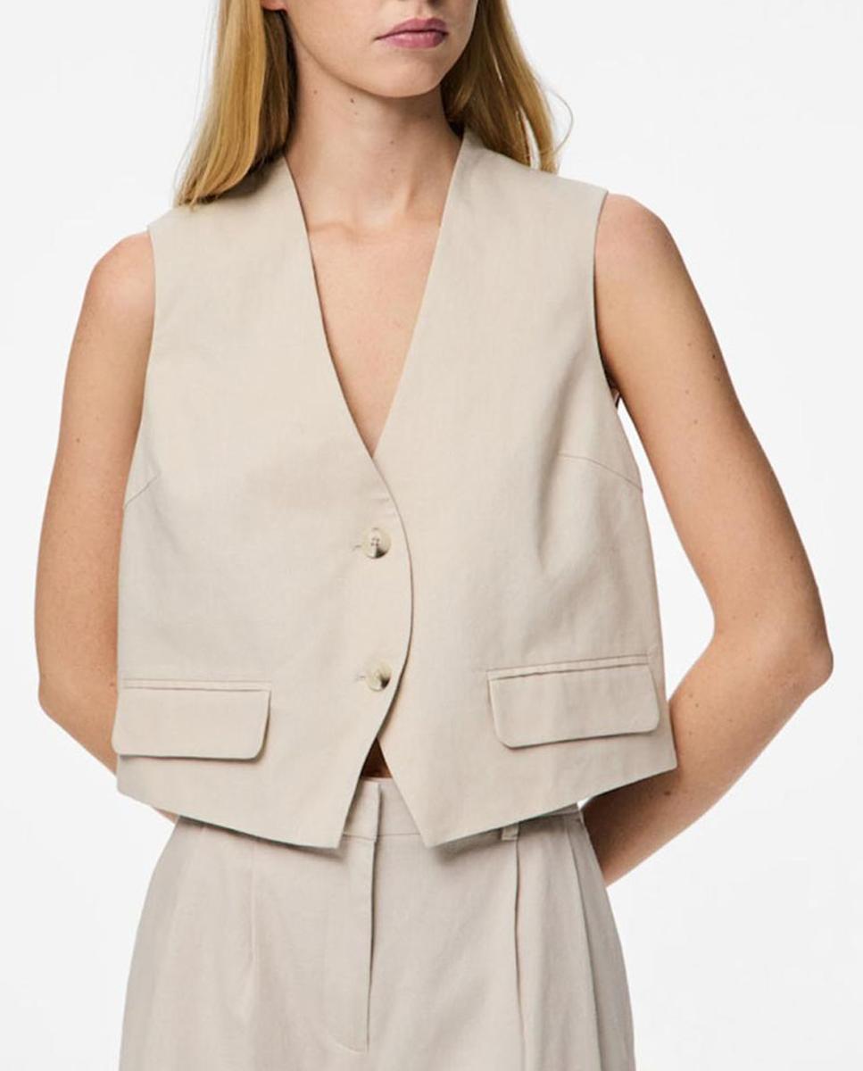 Imagen 0 de Chaleco de lino de traje de mujer.