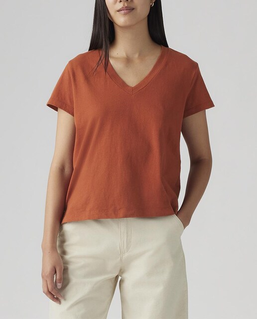 Imagen 0 de Camiseta de mujer de manga corta cuello pico