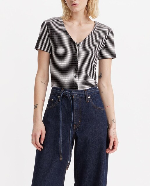 Imagen 0 de Camiseta de mujer de manga corta con botones