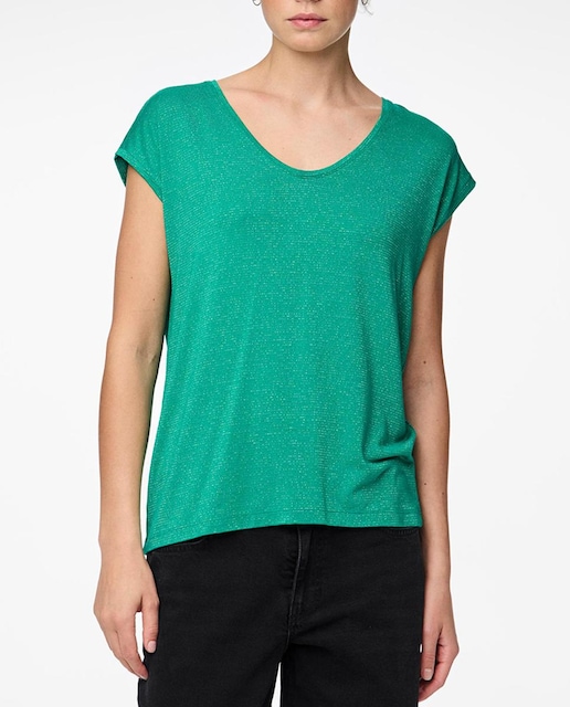 Imagen 0 de Top de mujer básico manga corta cuello pico