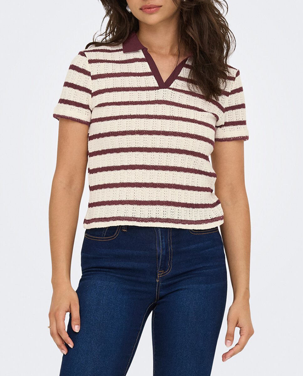 Imagen 0 de Camiseta de mujer cuello polo rayas