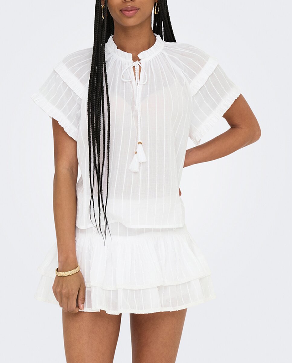 Imagen 0 de Blusa blanca escote pico de mujer