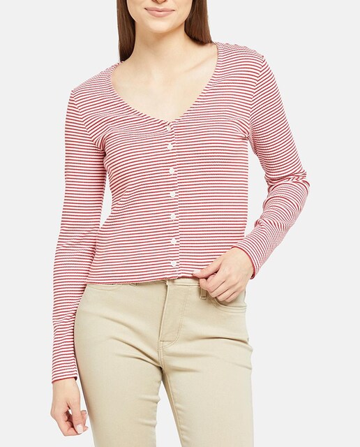 Imagen 0 de Camiseta de mujer de manga larga con botones