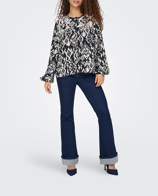 Imagen 0 de Blusa de mujer estampada ancha de manga larga