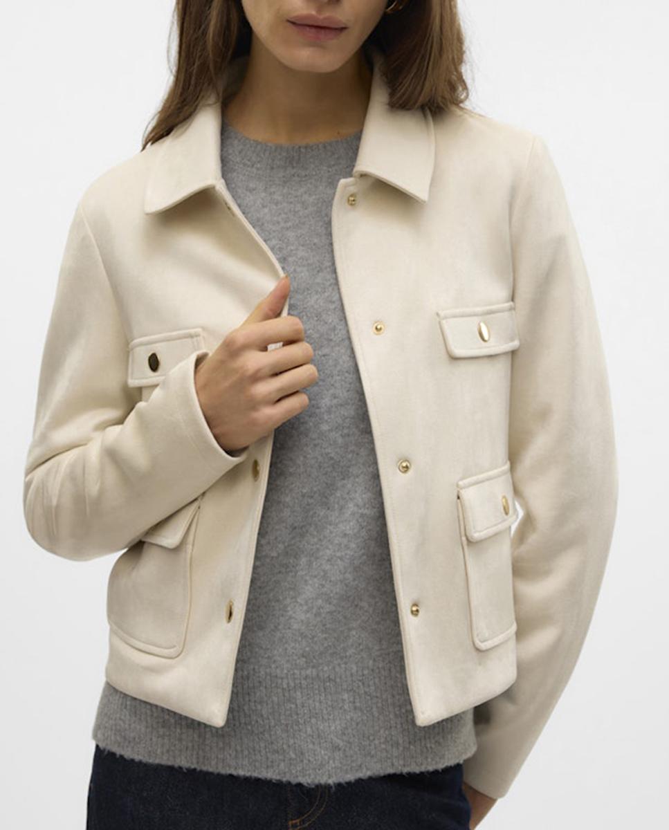Imagen 0 de Chaqueta de ante de mujer con botón dorado