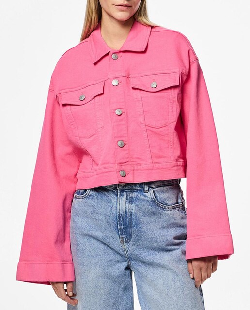 Imagen 0 de Cazadora vaquera rosa de mujer