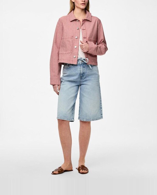 Imagen 0 de Cazadora vaquera de rayas de mujer