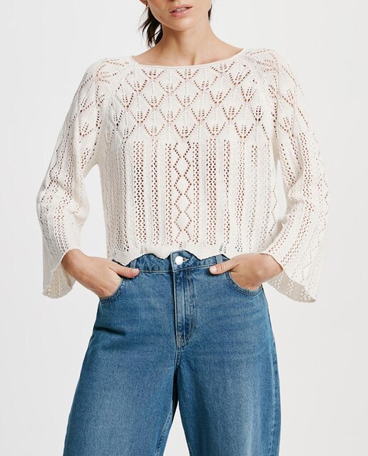 Imagen 0 de Top de mujer de punto fino calado