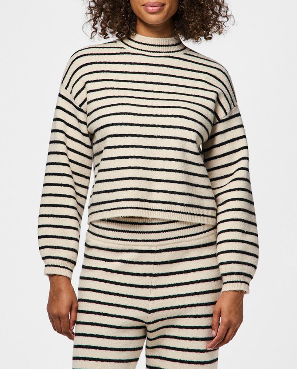 Imagen 0 de Jersey a raya, cuello cerrado de mujer.