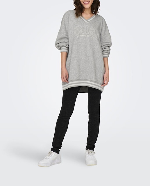 Imagen 0 de Sudadera de mujer oversize larga con dibujo frontal
