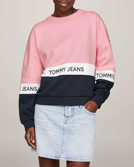 Imagen 0 de Sudadera de mujer en colorblock y cuello redondo