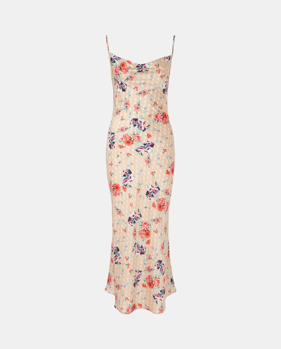 Imagen 0 de Vestido lencero largo con estampado combinado.