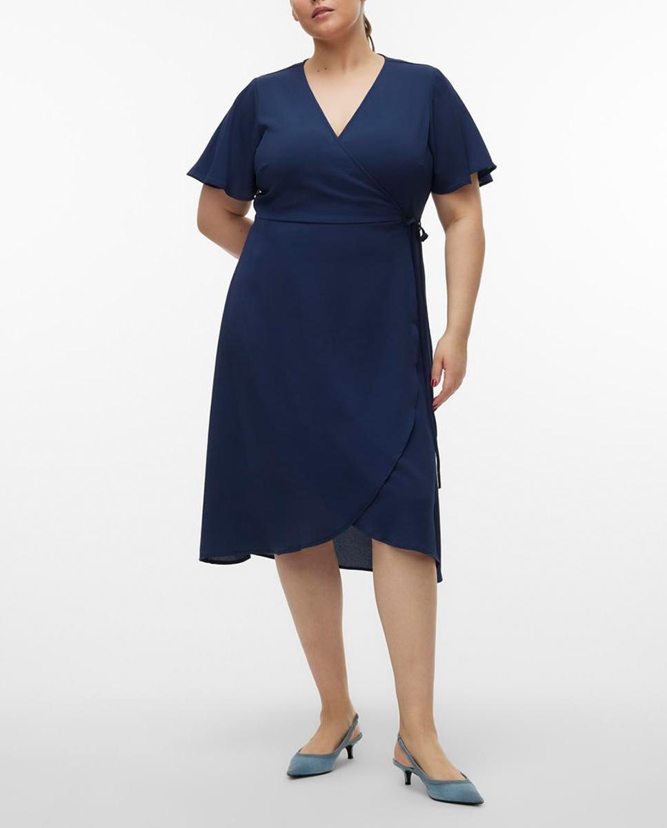 Imagen 0 de Vestido midi cruzado de talla grande