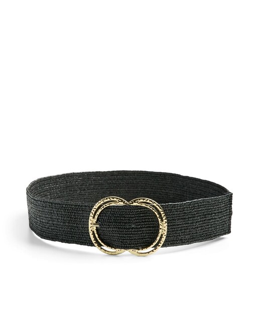 Imagen 0 de Cinturón elástico de rafia y hebilla dorada de mujer