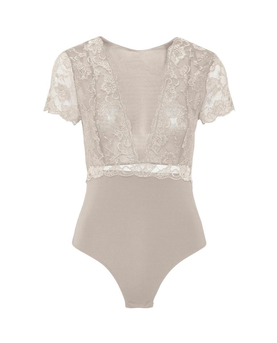 Imagen 0 de Body con encaje y manga corta de mujer