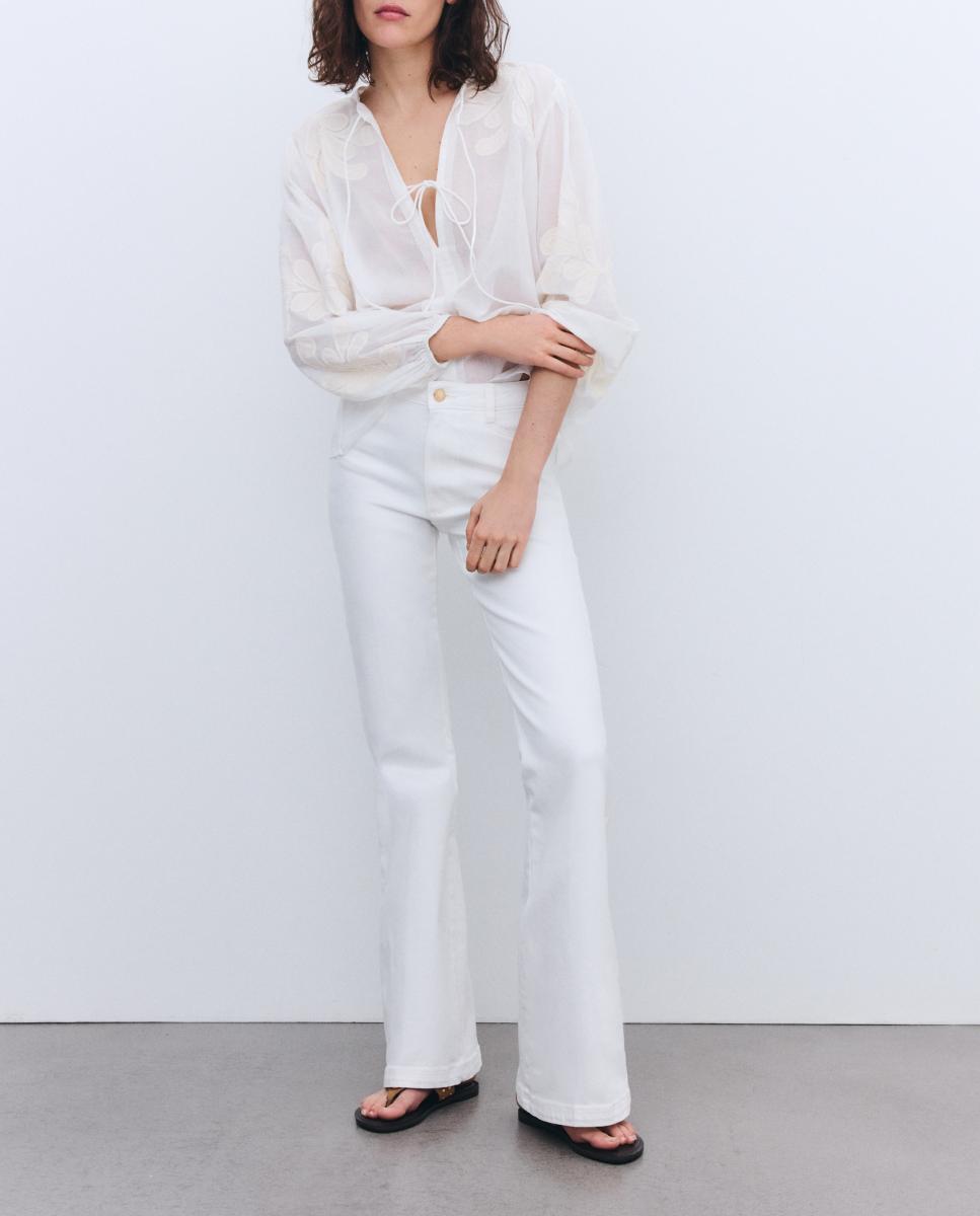 Imagen 0 de Vaquero de mujer denim flare cinco bolsillos tiro medio