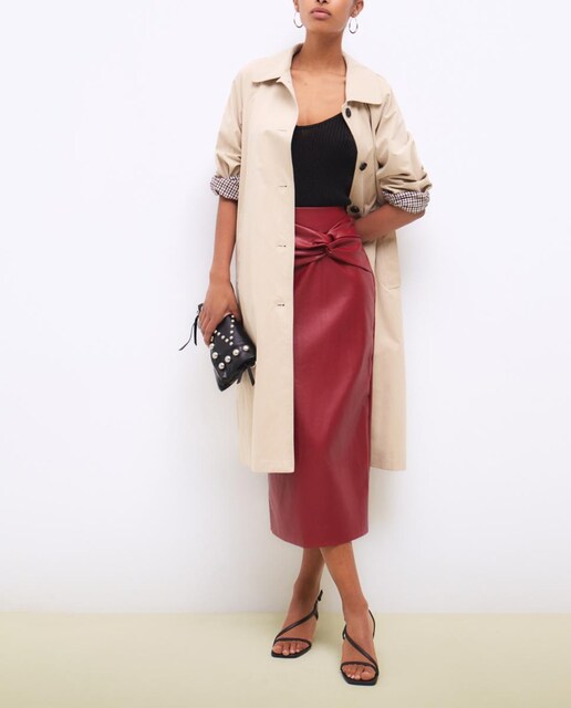 Imagen 0 de Falda midi efecto piel