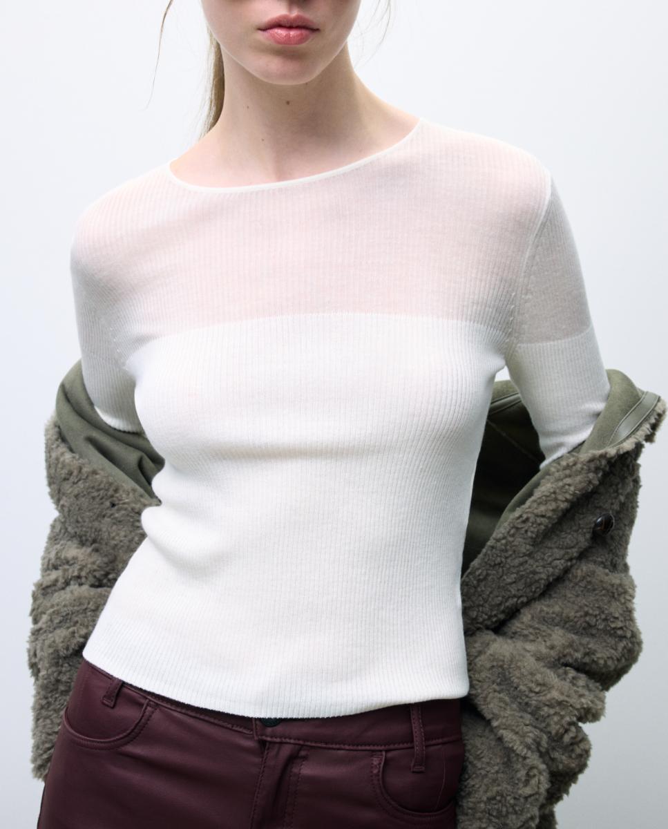 Imagen 0 de Jersey de mujer de manga larga con escote transparente