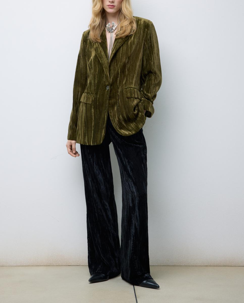 Imagen 0 de Blazer liso de terciopelo de mujer