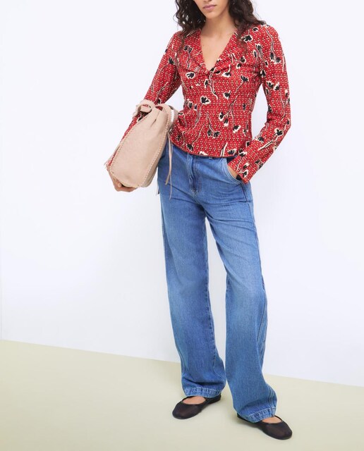 Imagen 0 de Camiseta de mujer manga larga escote pico