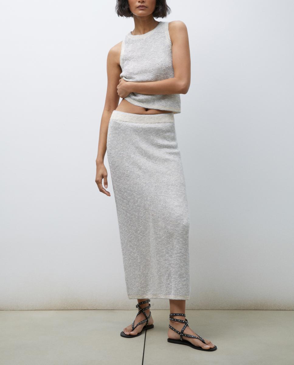 Falda tricot lurex plata — oferta en Primeriti