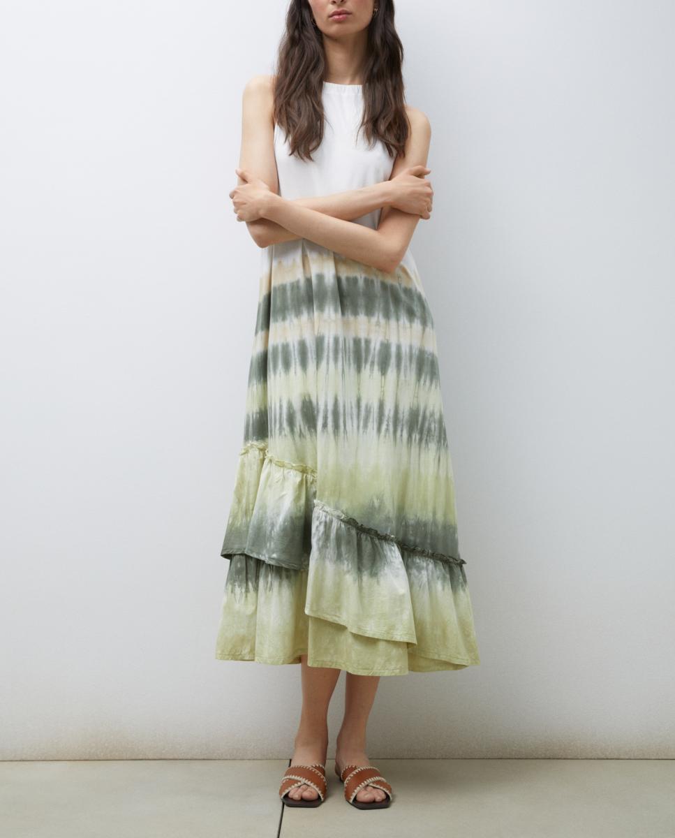 Imagen 0 de Vestido de tirantes halter con volante asimétrico
